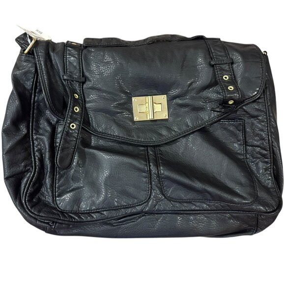 Aeropostale Faux Leather Messenger Bag – Black (Buckle) - Picture 1 of 3